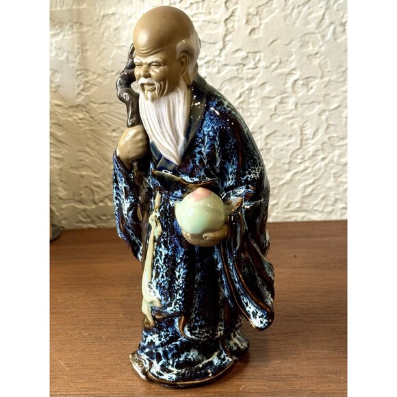 Vintage Wanjiang Wucai Porcelain Pottery Immortal God Longevity Mud Men - Picture 2 of 10